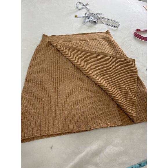 Free People Mod Faux Wrap Rib Knit Sweater Mini Skirt in Sand Brown Large - Picture 6 of 9